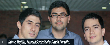 Jaime Trujillo, Harold Satizábal y David Portilla.