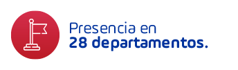 Presencia en 28 departamentos.