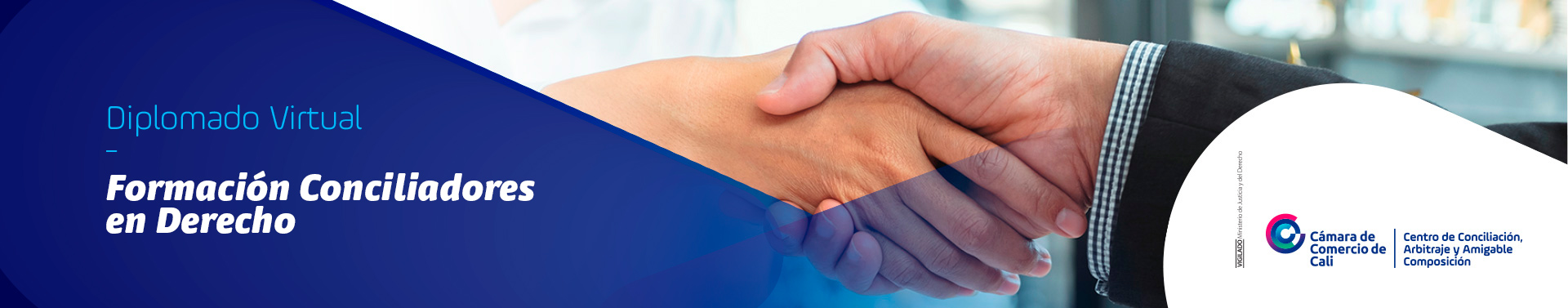 Diplomado Virtual Formación Conciliadores en Derecho Enero 28 a junio 10 de 2022 Logo Centro de Conciliación, Arbitraje y Amigable Composición Cámara de Comercio de Cali