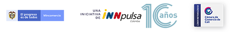 logo mincomercio, logo innpulsa, logo colombia nación emprendedora, logo líder metodologico cámara de comercio de cali
